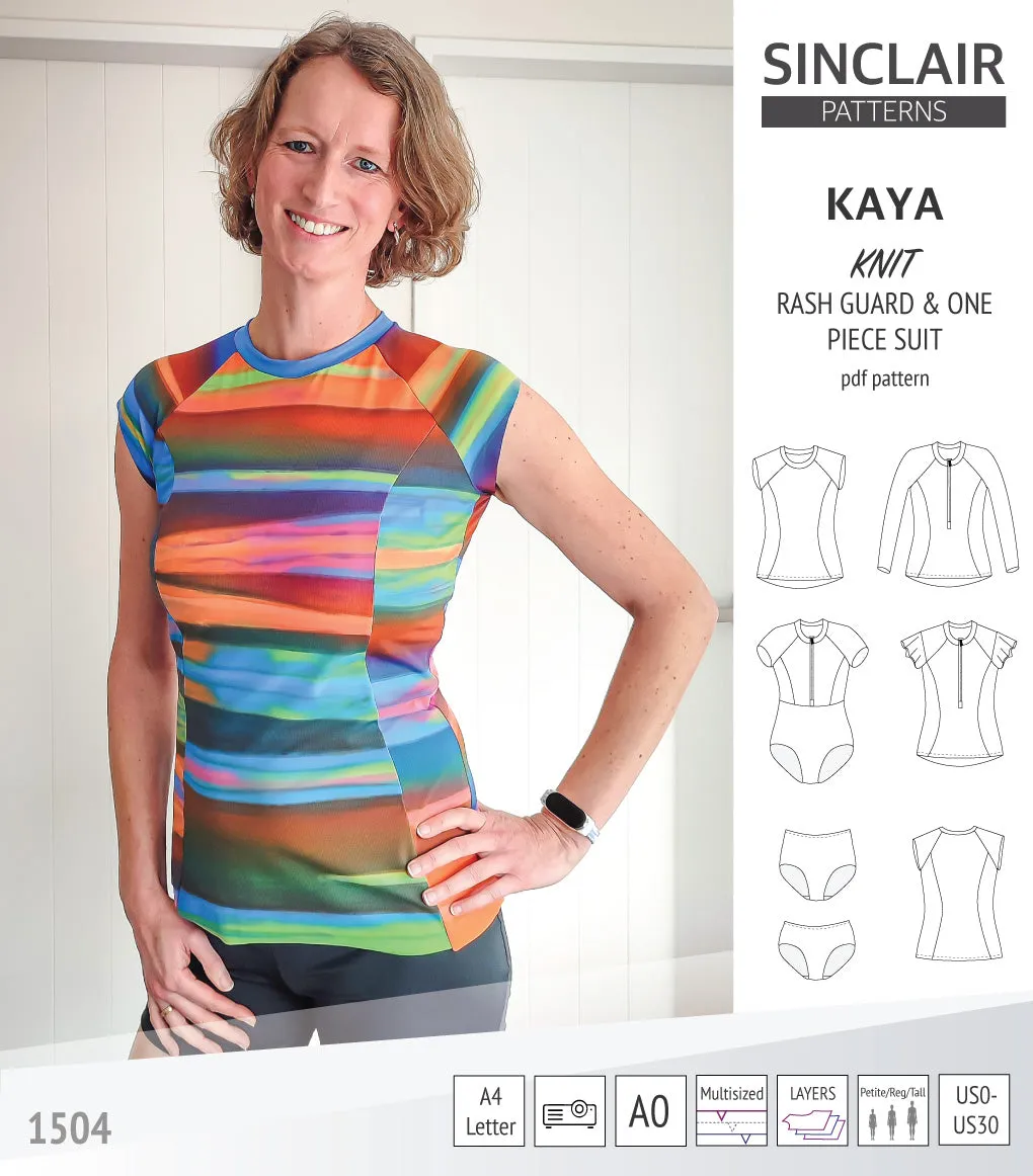 Kaya rash guard, bottoms and one piece swimming suit (PDF)