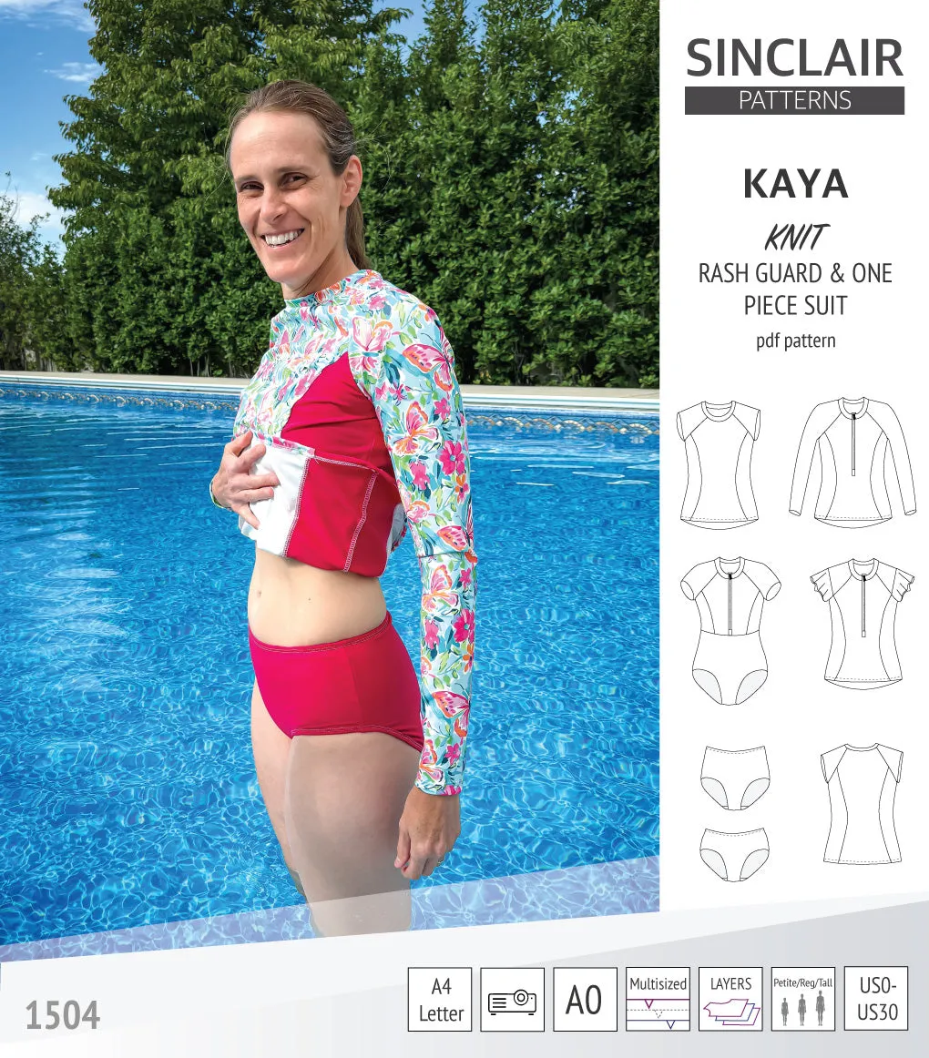 Kaya rash guard, bottoms and one piece swimming suit (PDF)