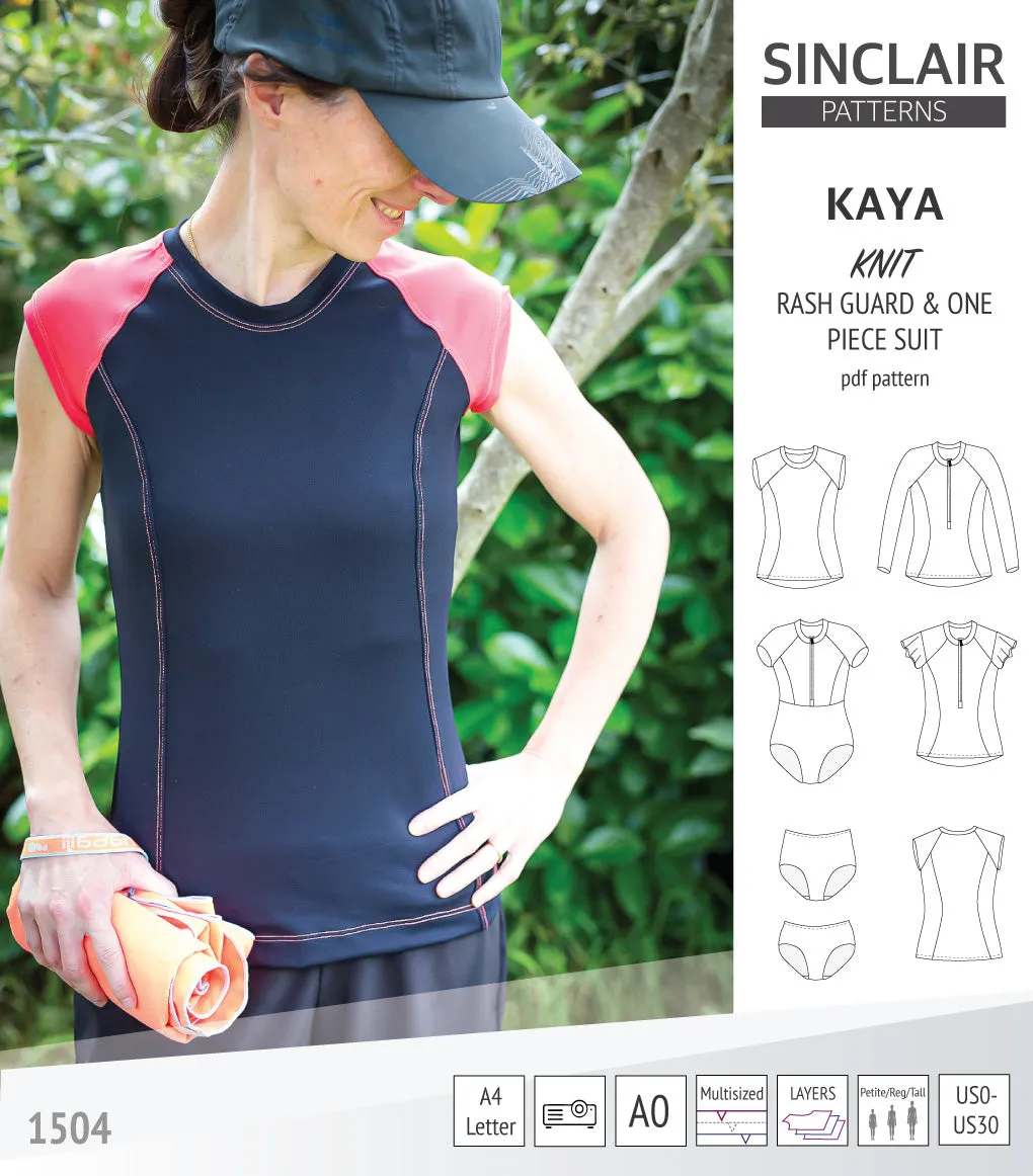 Kaya rash guard, bottoms and one piece swimming suit (PDF)