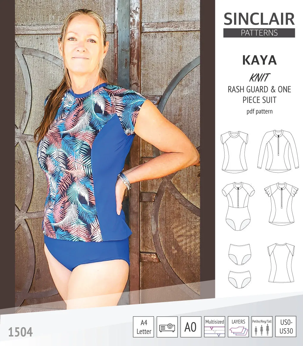 Kaya rash guard, bottoms and one piece swimming suit (PDF)