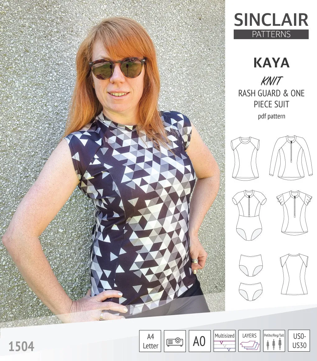 Kaya rash guard, bottoms and one piece swimming suit (PDF)
