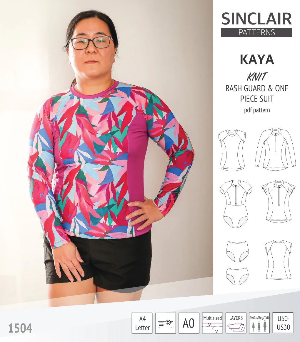 Kaya rash guard, bottoms and one piece swimming suit (PDF)