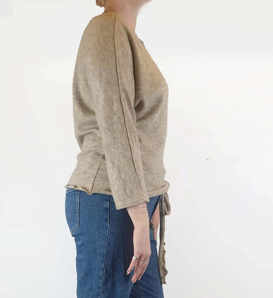 Keshet natural knit jumper with front waist tie size M