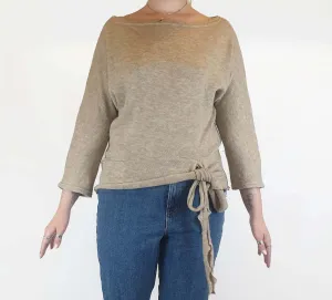 Keshet natural knit jumper with front waist tie size M
