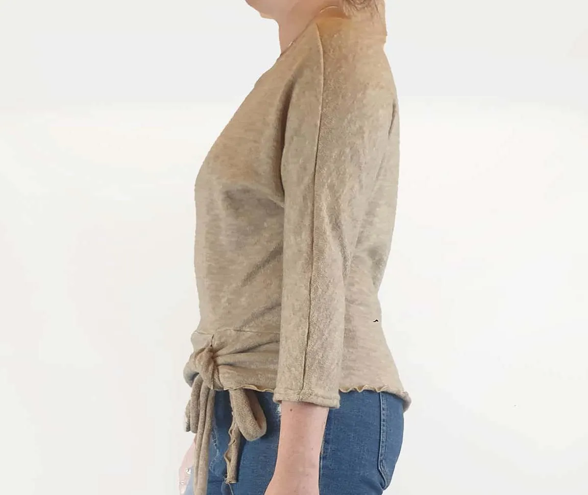 Keshet natural knit jumper with front waist tie size M