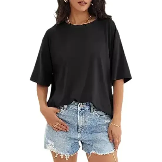 Khaki Oversized Cotton Tee for Women