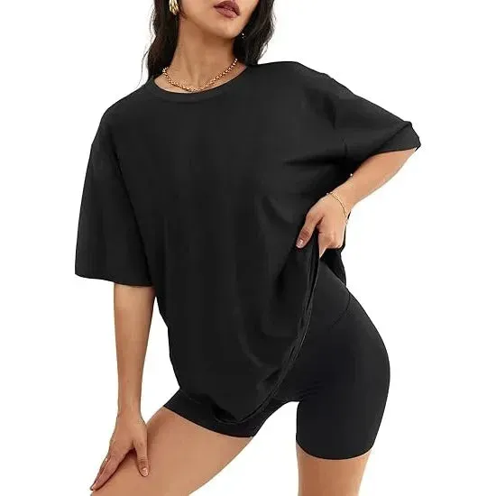 Khaki Oversized Cotton Tee for Women