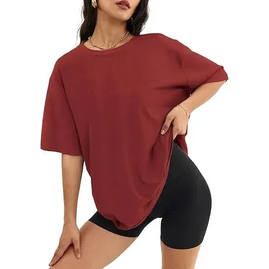Khaki Oversized Cotton Tee for Women
