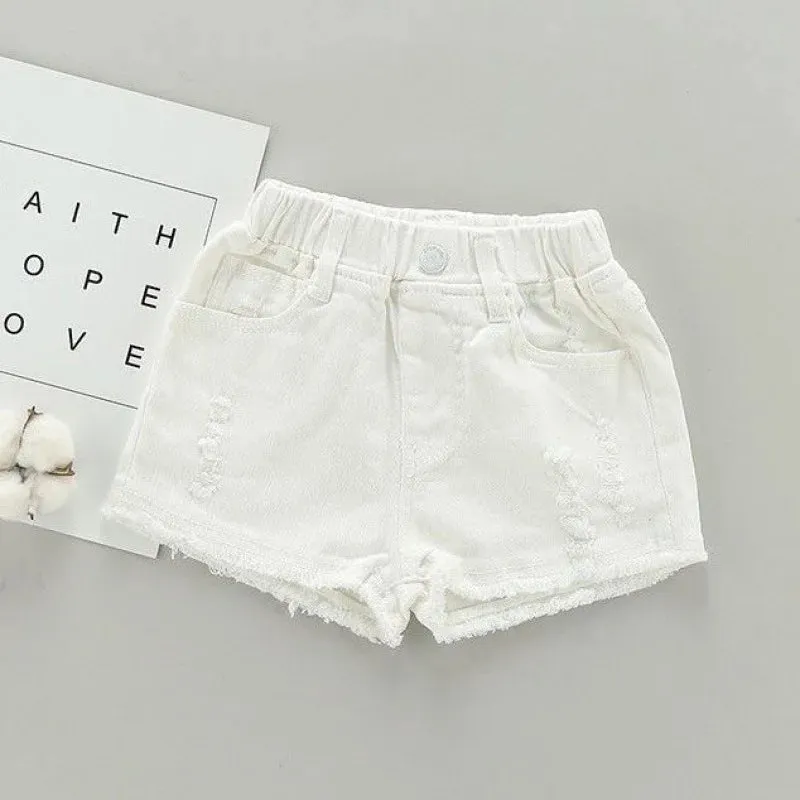 Korean Girls Denim Shorts Hole Summer Girls Jeans Short Pants Fashion Children's Wear Teenage Kids 12 years old Thin Hot Pants