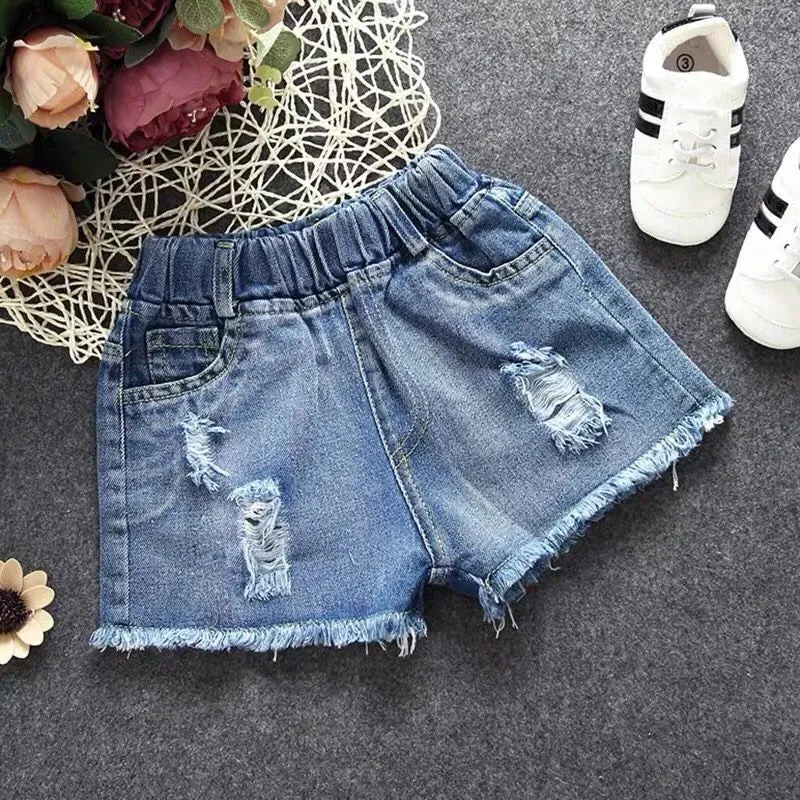 Korean Girls Denim Shorts Hole Summer Girls Jeans Short Pants Fashion Children's Wear Teenage Kids 12 years old Thin Hot Pants