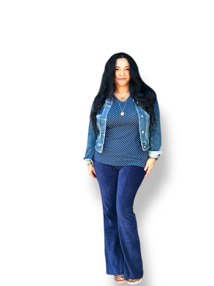 Kylie - Solid Medieval Blue Stretch Cord