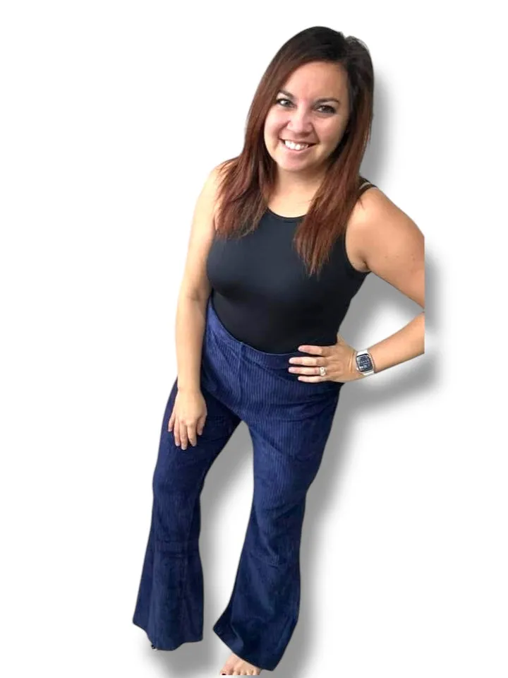 Kylie - Solid Medieval Blue Stretch Cord