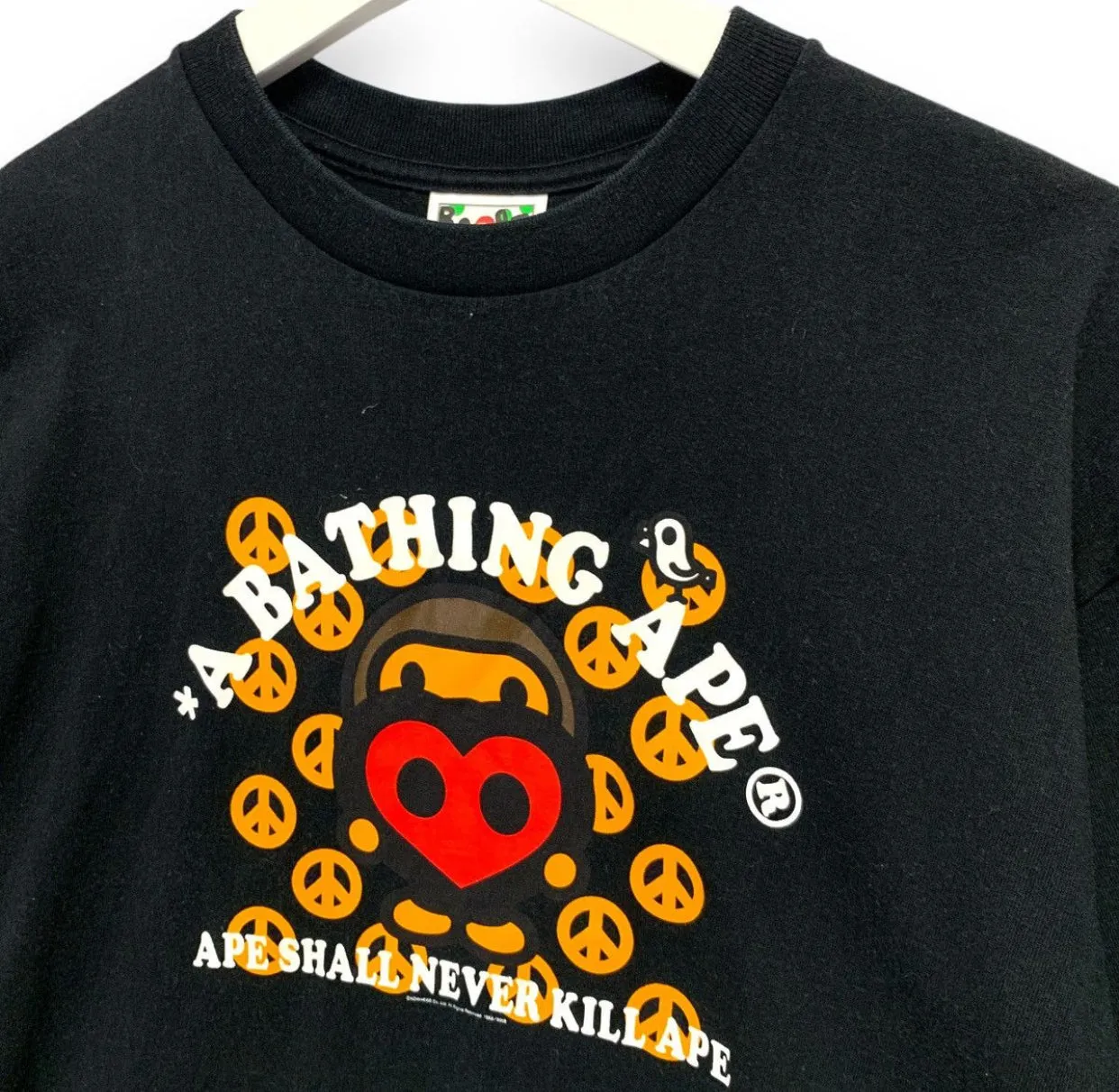 [L] A Bathing Ape Bape Baby Milo Love & Peace Tee T-Shirt