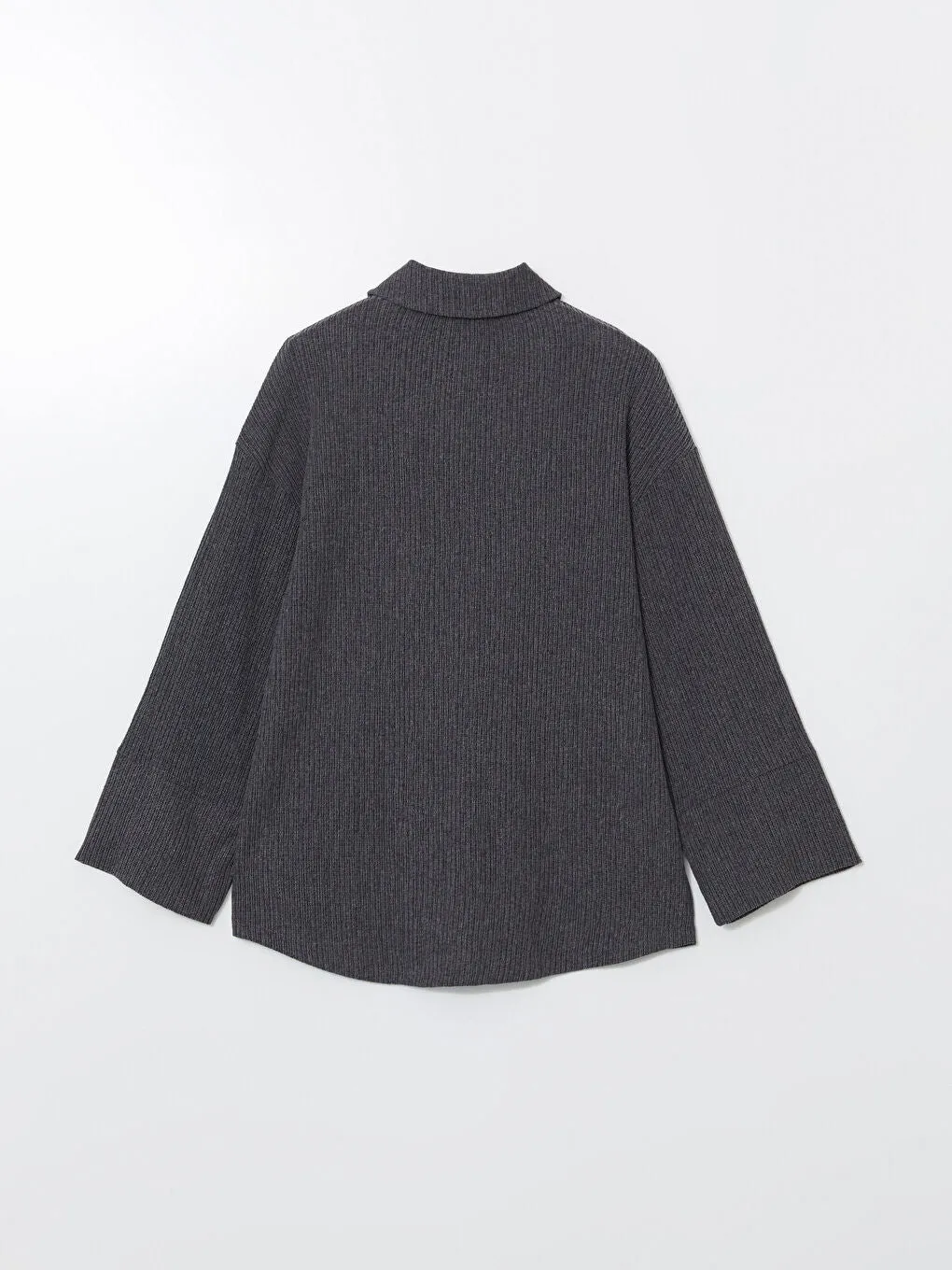 LCW Modest Gray Textured Oversize Women Shirt Tunic
