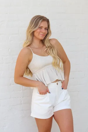 Lena Smocked Tank - Natural