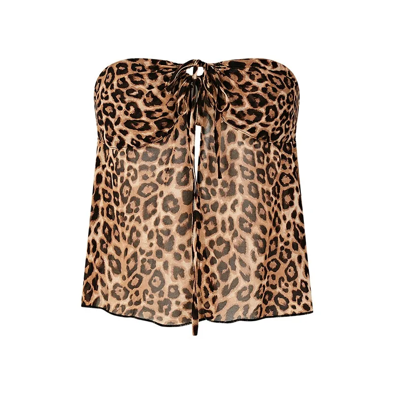 Leopard Tie Tube Top