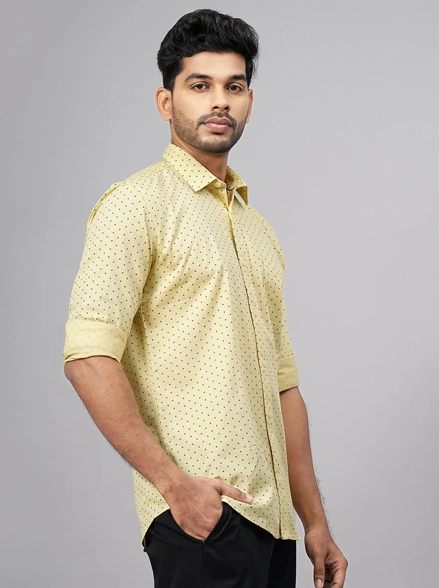 Light Yellow Printed Smart Fit Semi Casual Shirt | Greenfibre