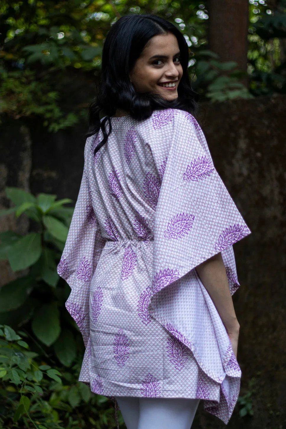 Lilac Purple Short Kaftaan in Lyocell
