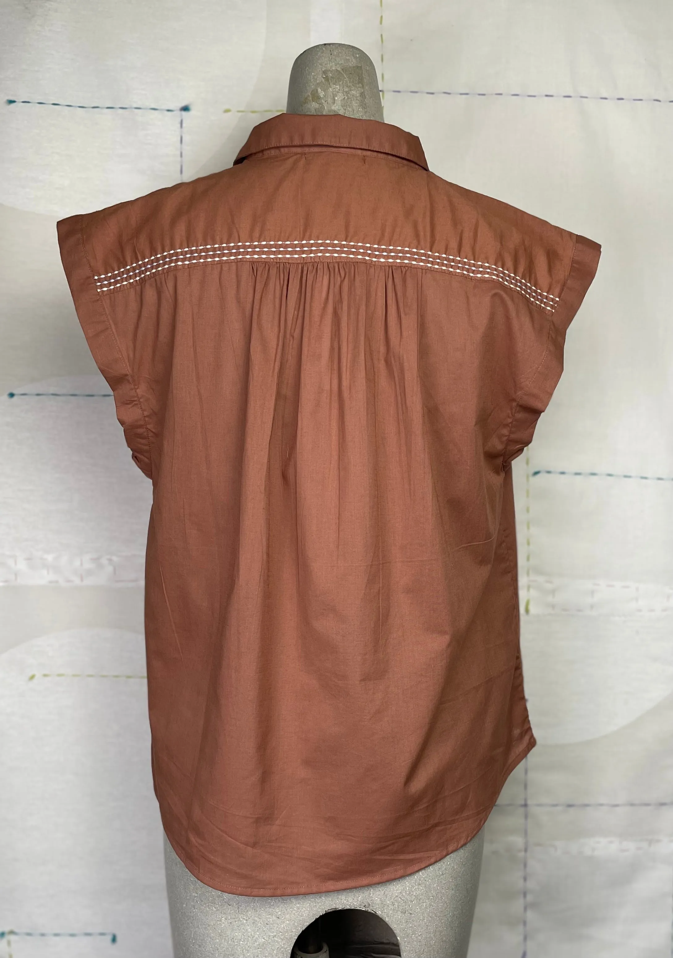 Lilla P. ~  Easy Yoke Blouse - Burnt Sienna
