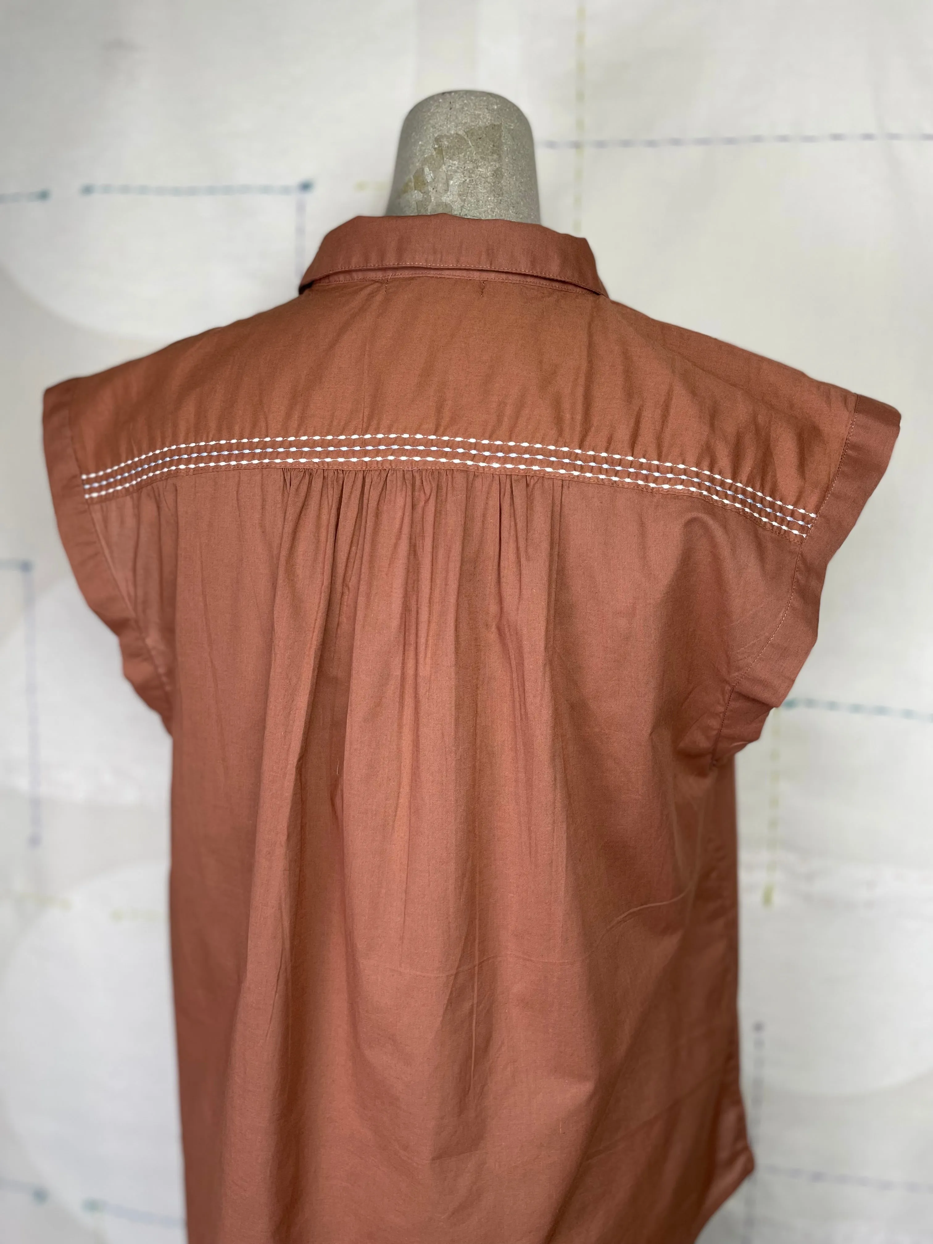Lilla P. ~  Easy Yoke Blouse - Burnt Sienna