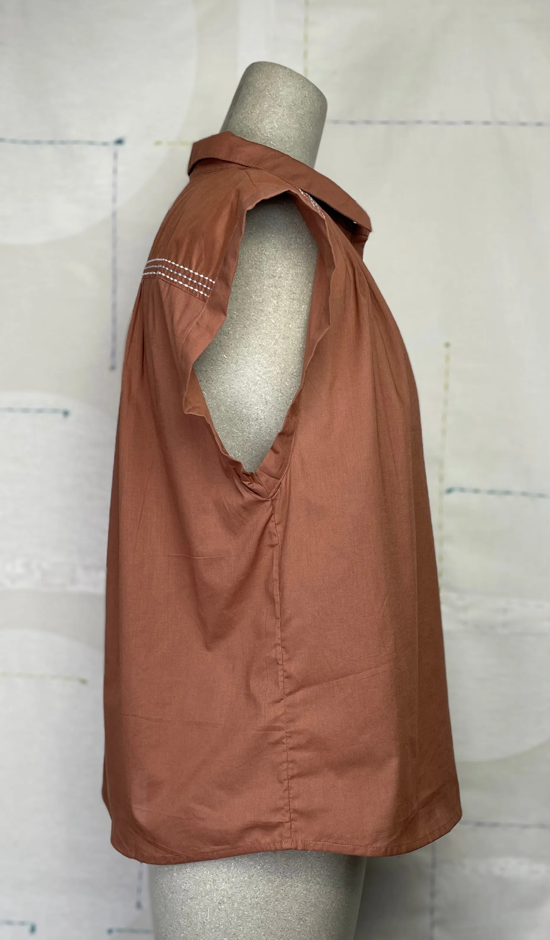 Lilla P. ~  Easy Yoke Blouse - Burnt Sienna