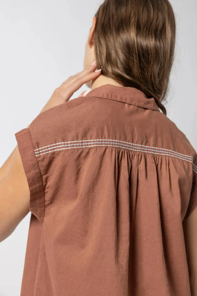 Lilla P. ~  Easy Yoke Blouse - Burnt Sienna