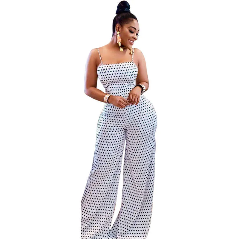 Lina Sleeveless Polka Dot Cutout Tie Back Wide Leg Jumpsuit