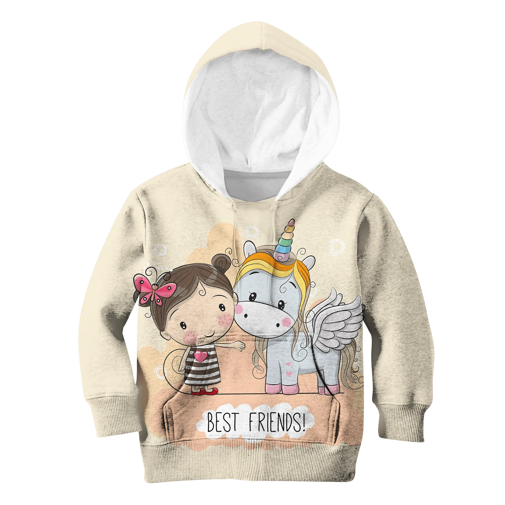 Little Girl And Unicorn Are Best Friends Custom Cosplay Kid Hoodie