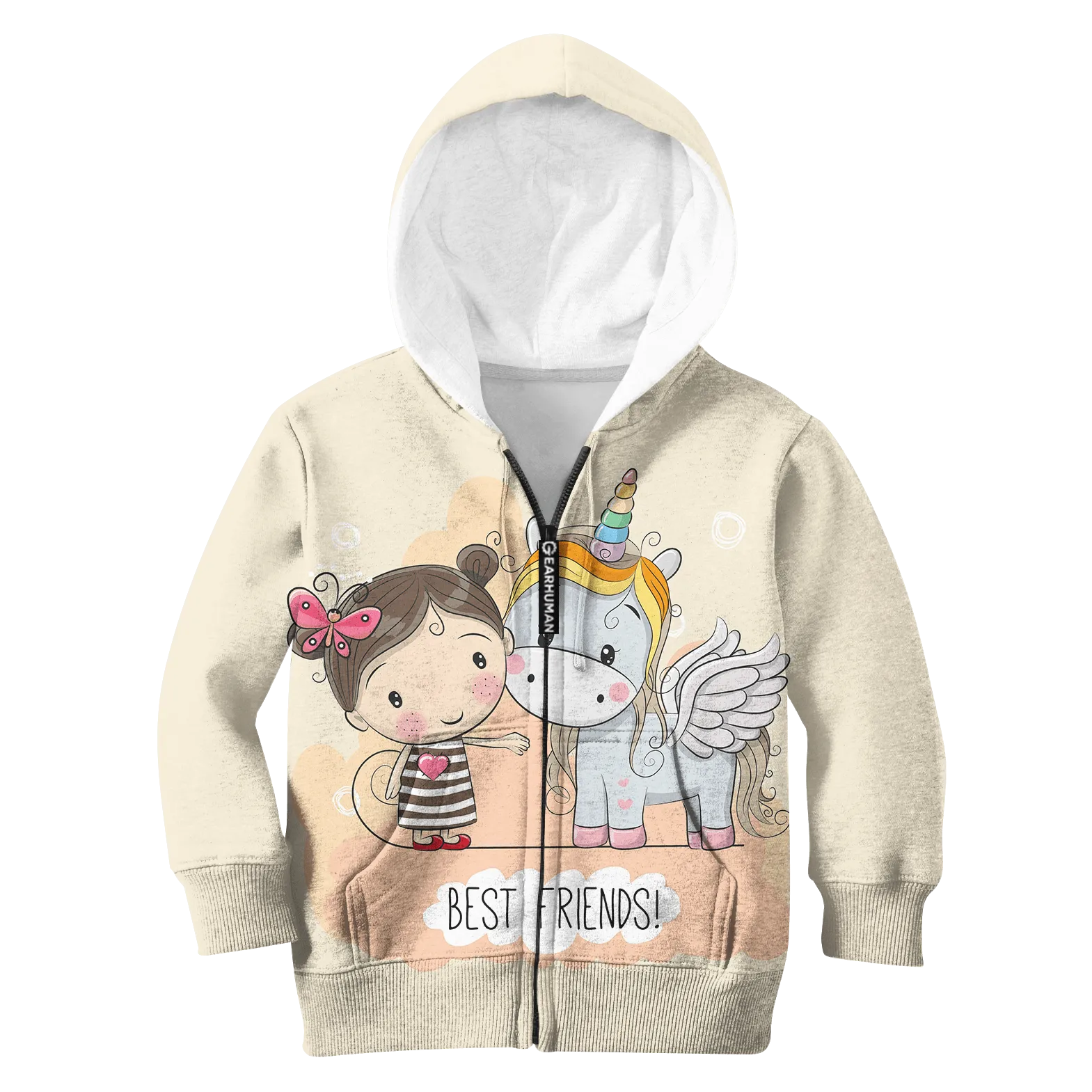 Little Girl And Unicorn Are Best Friends Custom Cosplay Kid Hoodie