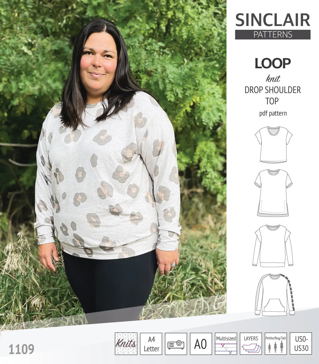 Loop drop shoulder knit top (PDF)