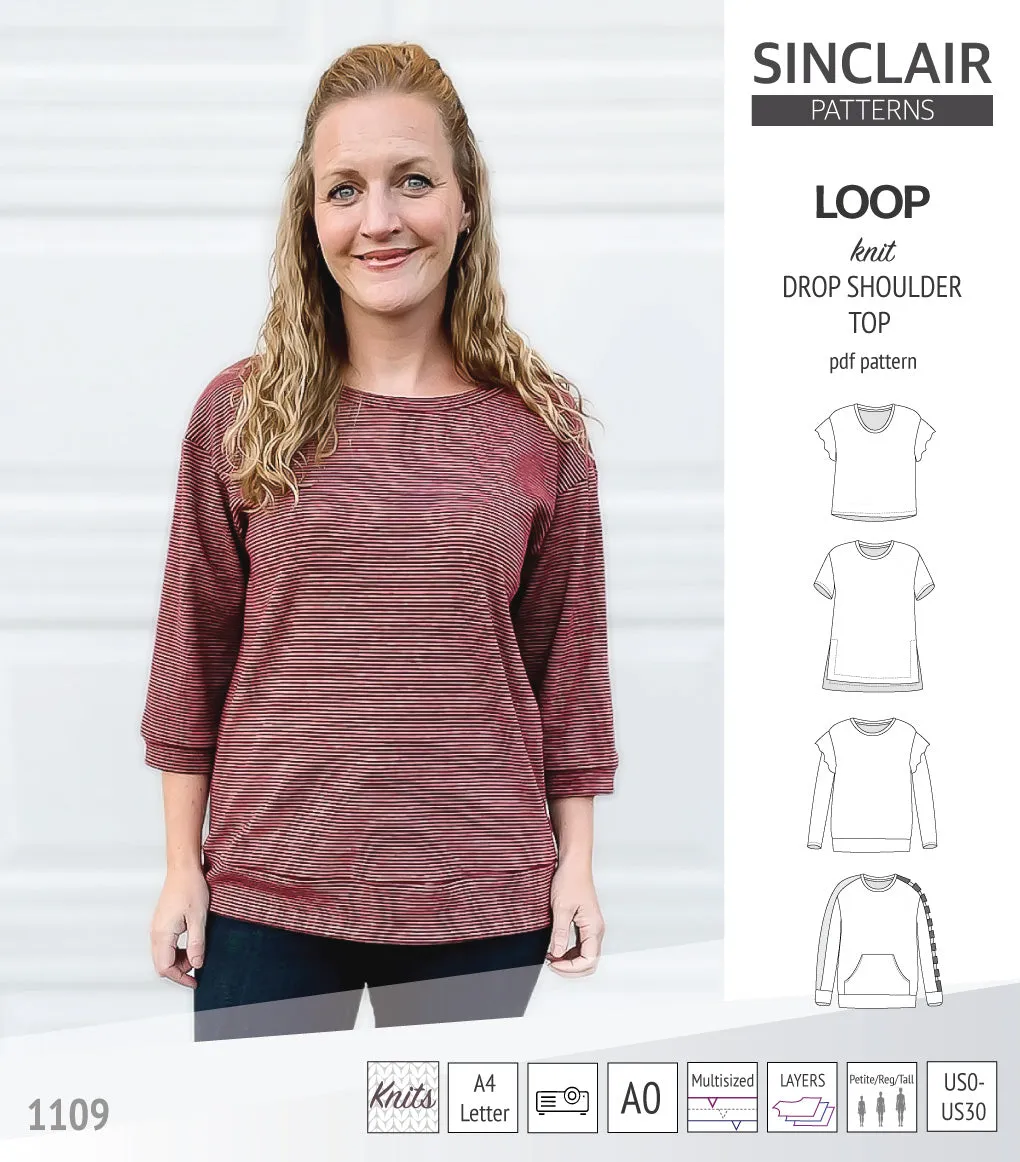 Loop drop shoulder knit top (PDF)