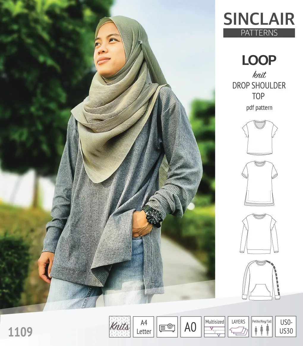 Loop drop shoulder knit top (PDF)