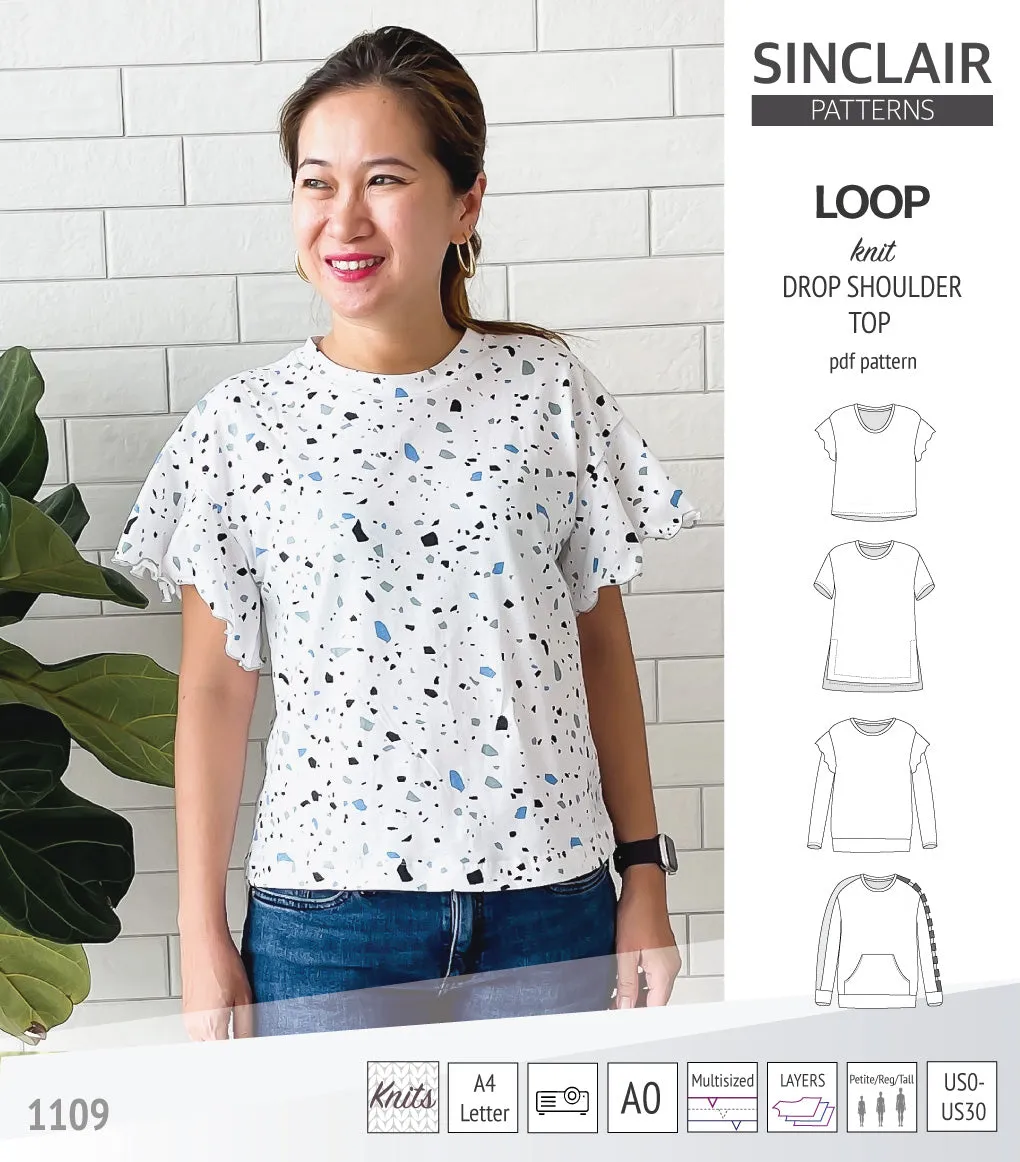 Loop drop shoulder knit top (PDF)