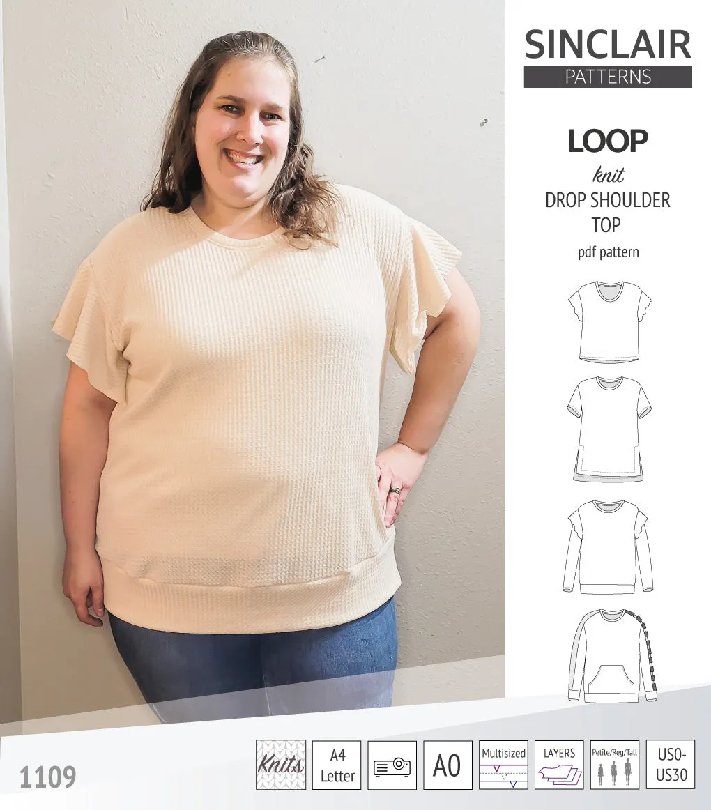 Loop drop shoulder knit top (PDF)