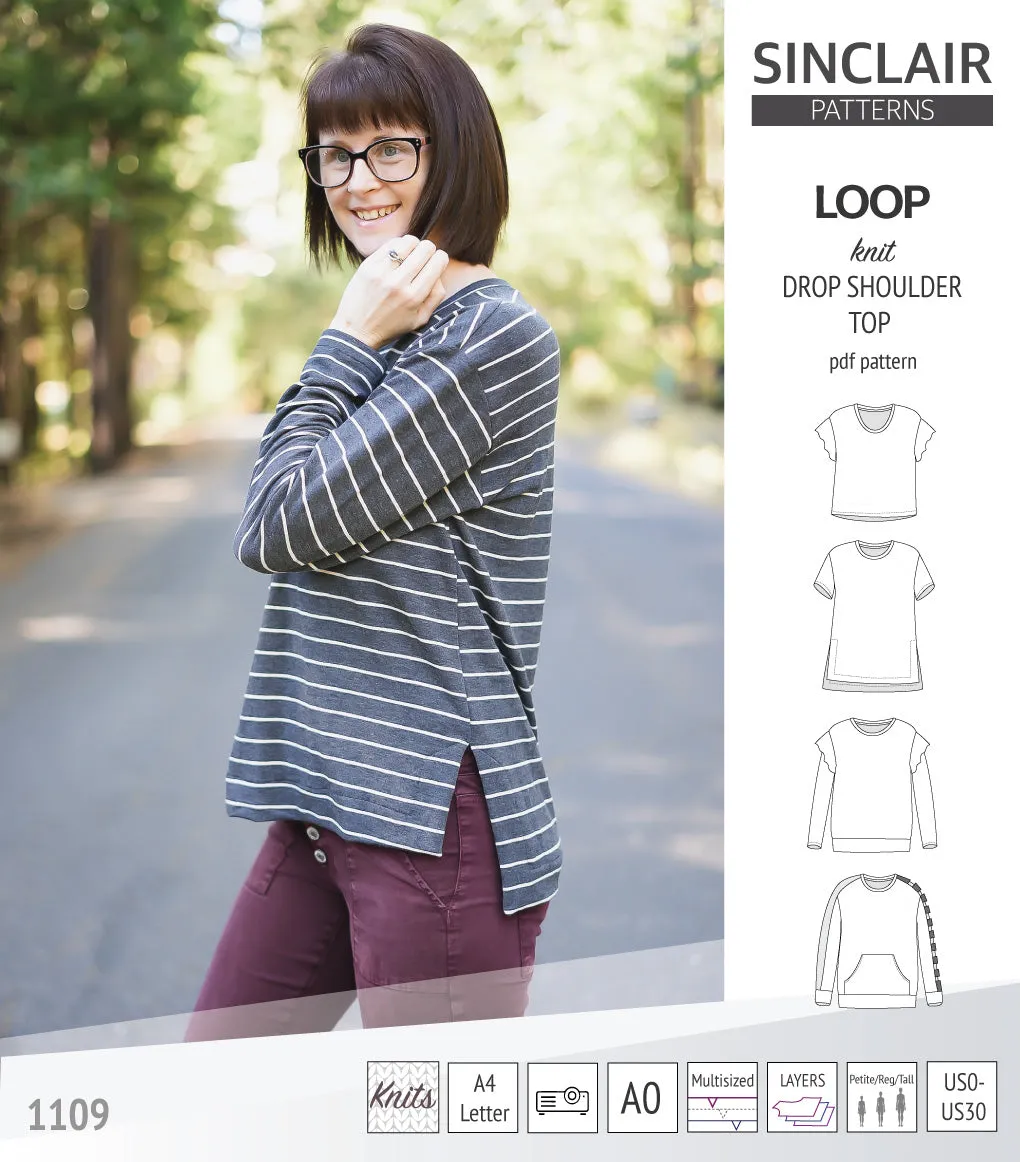 Loop drop shoulder knit top (PDF)