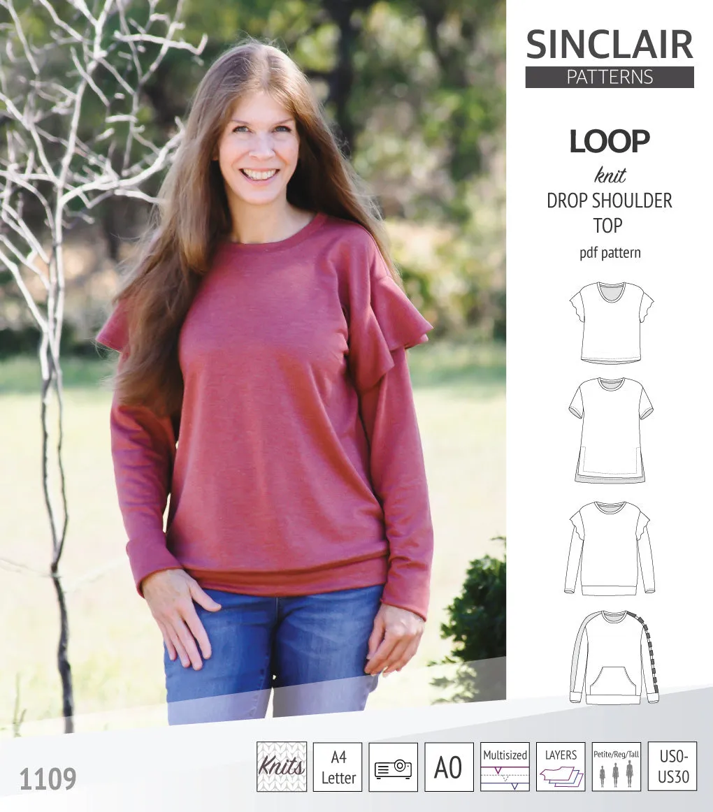 Loop drop shoulder knit top (PDF)