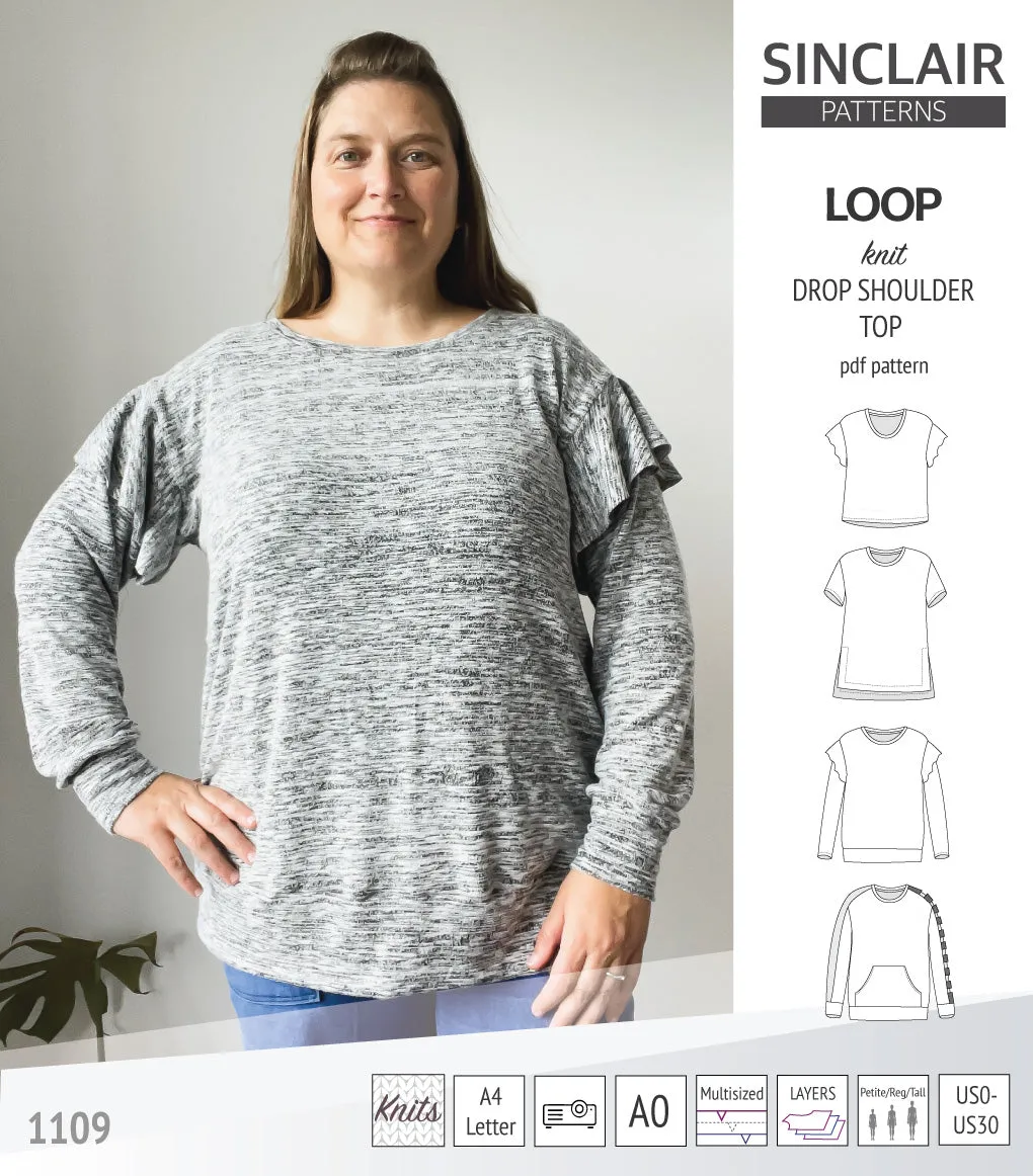 Loop drop shoulder knit top (PDF)