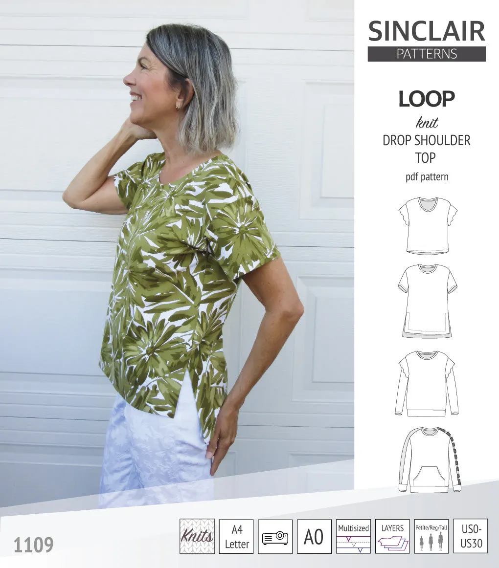 Loop drop shoulder knit top (PDF)