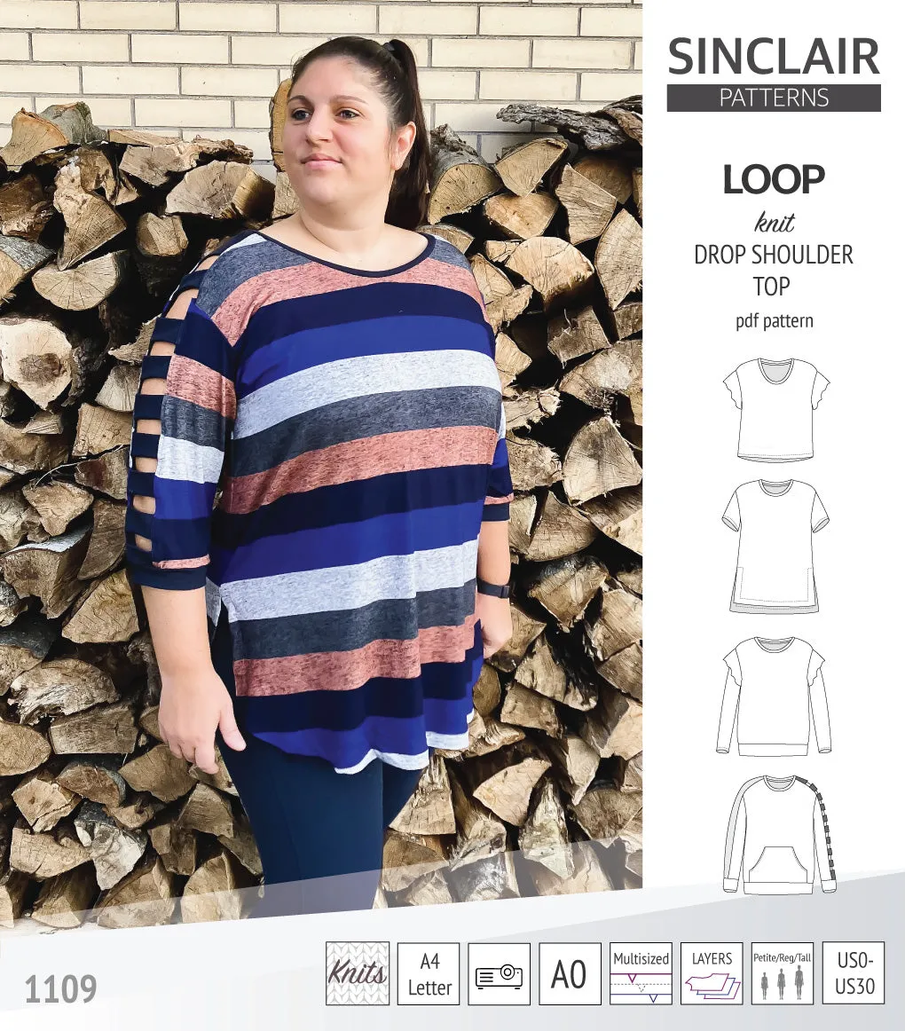 Loop drop shoulder knit top (PDF)
