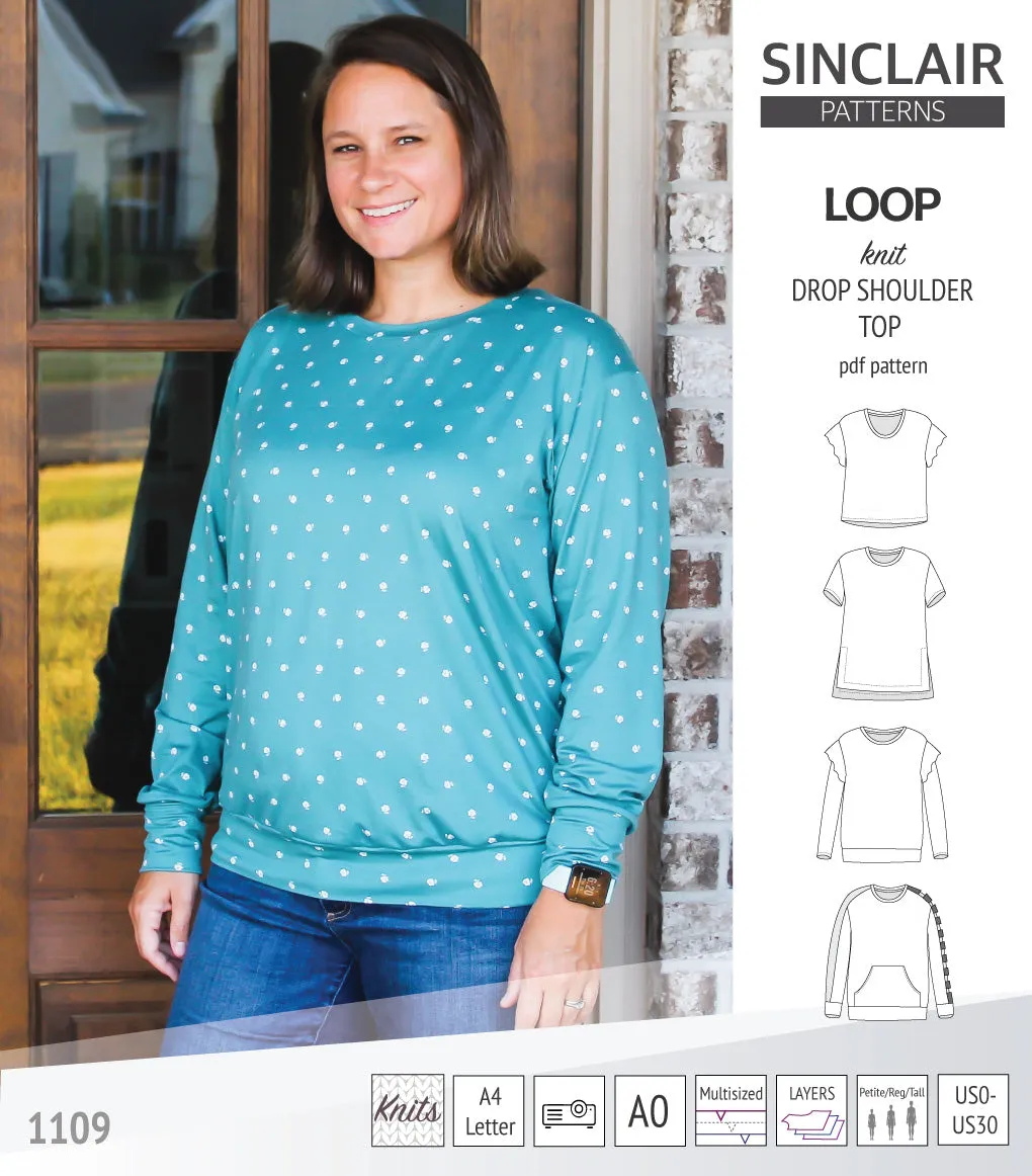 Loop drop shoulder knit top (PDF)
