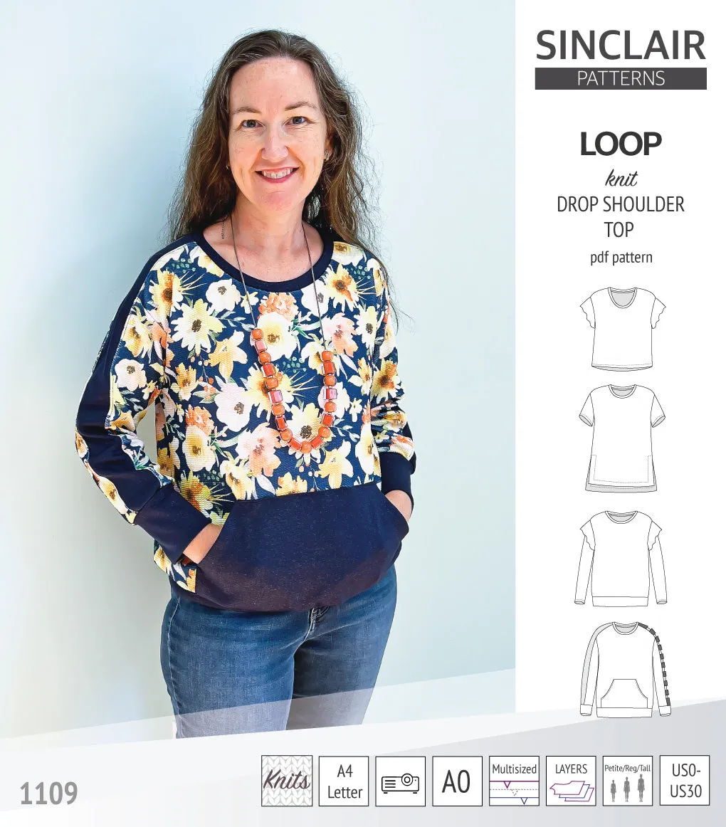 Loop drop shoulder knit top (PDF)