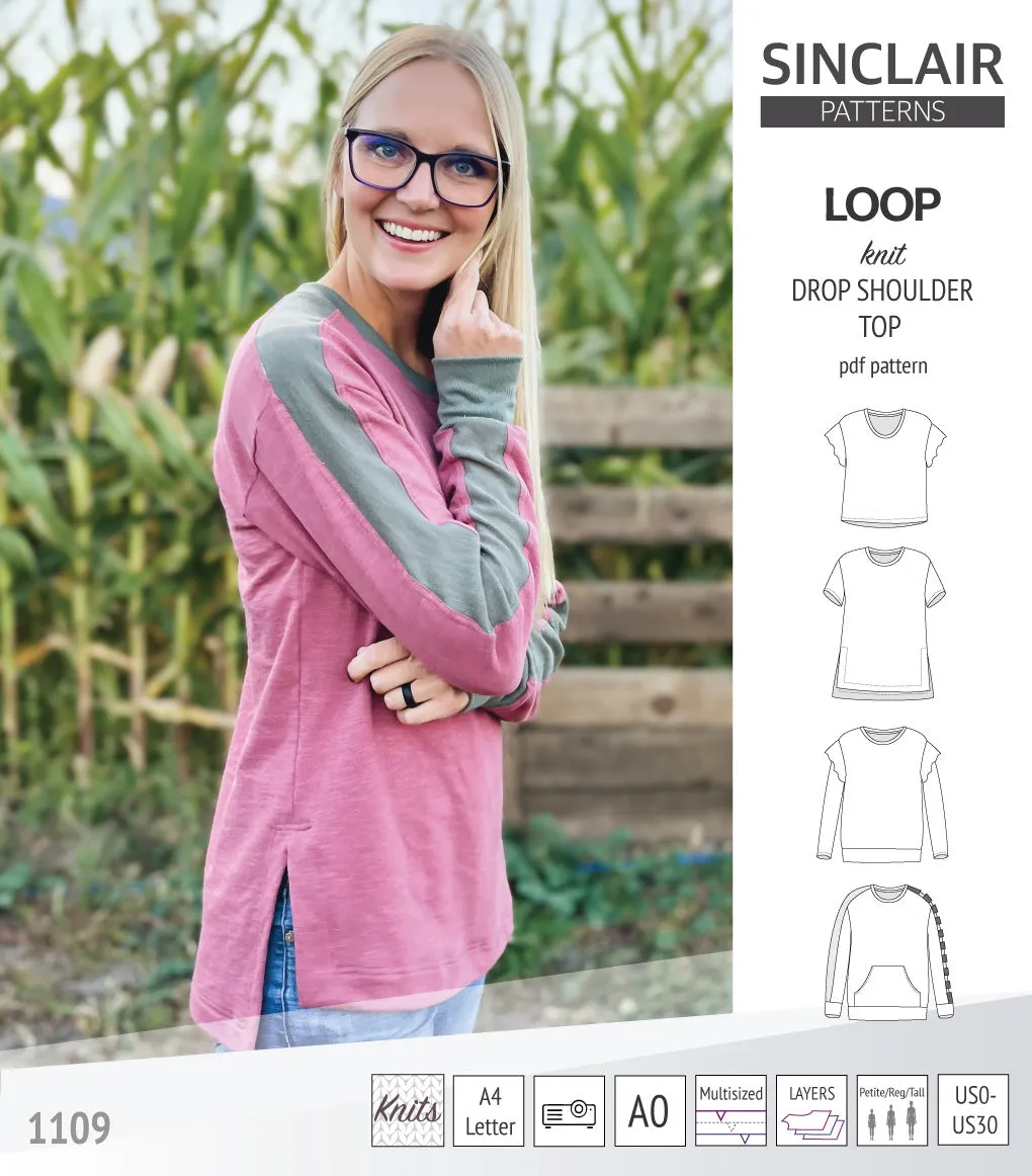 Loop drop shoulder knit top (PDF)