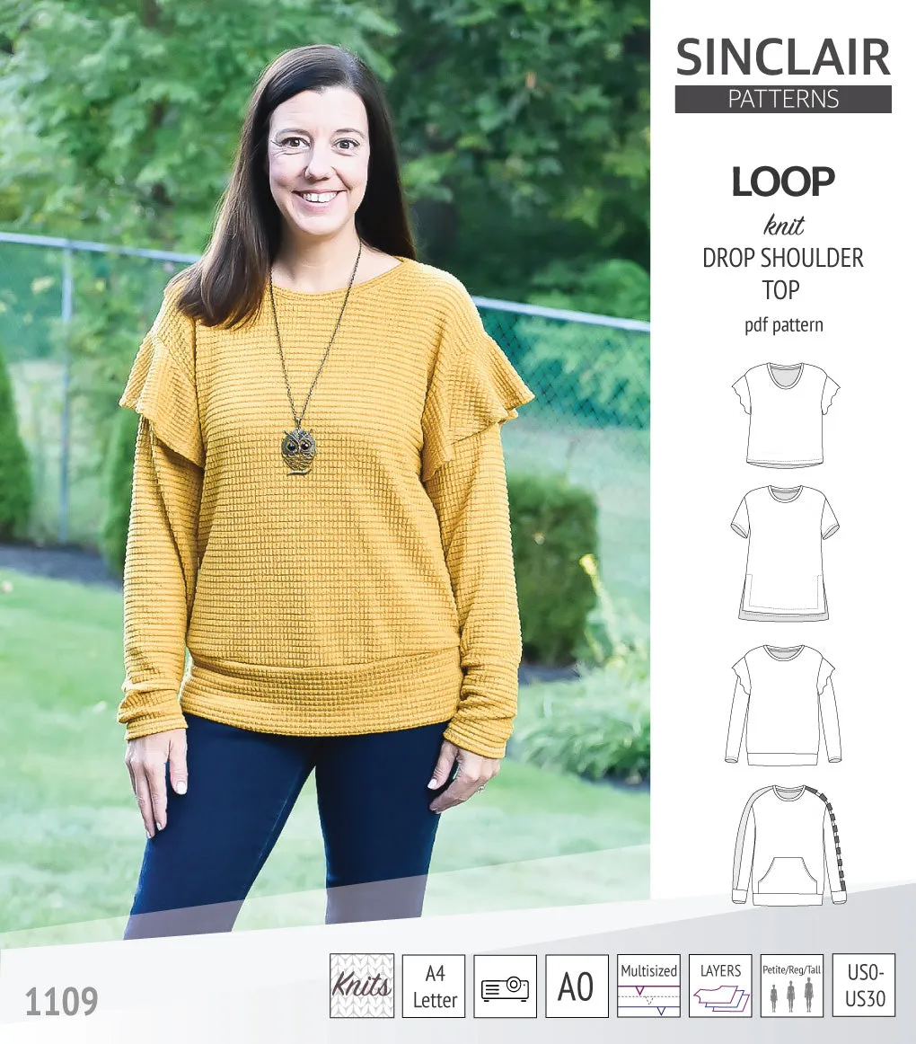 Loop drop shoulder knit top (PDF)