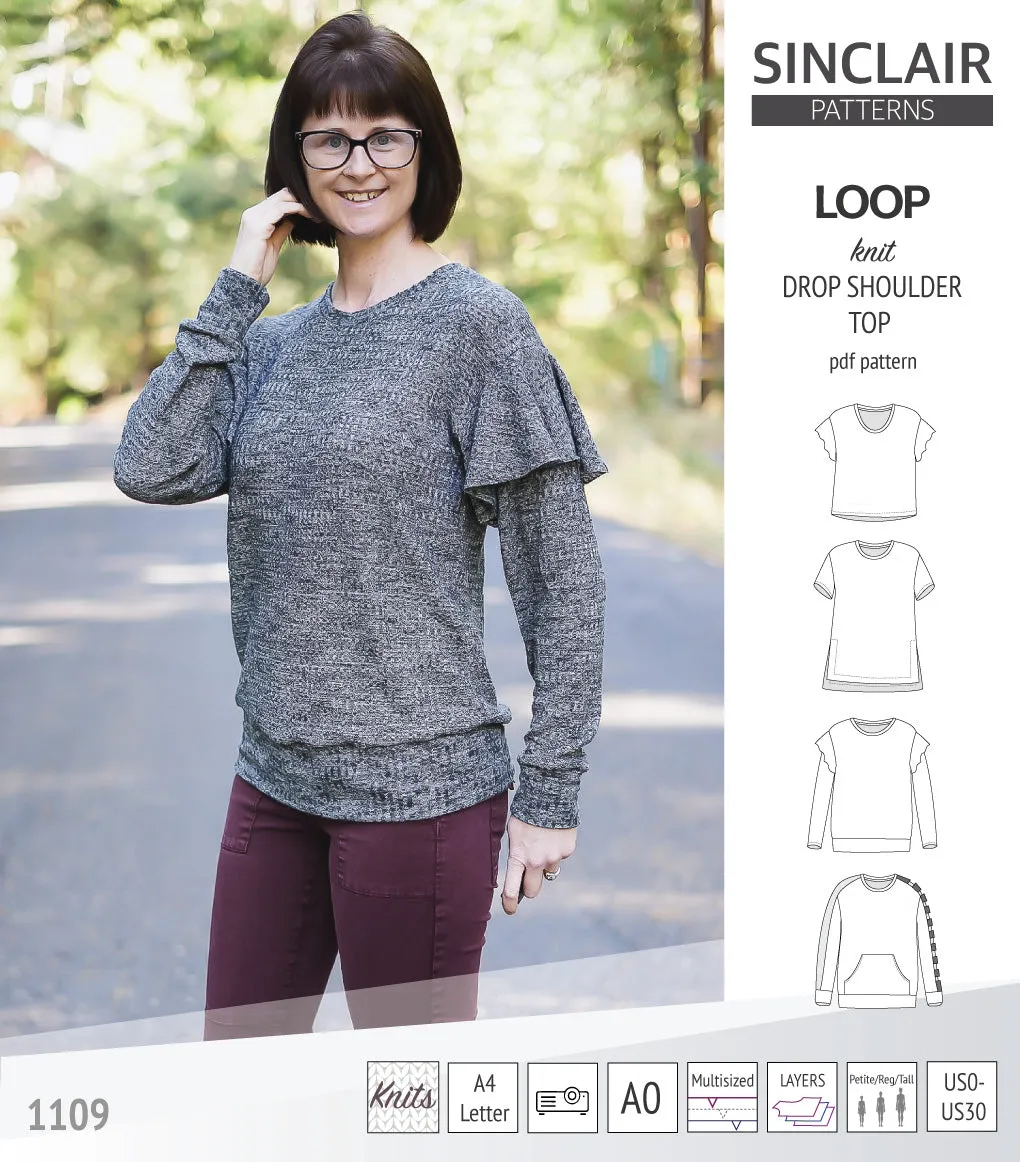 Loop drop shoulder knit top (PDF)