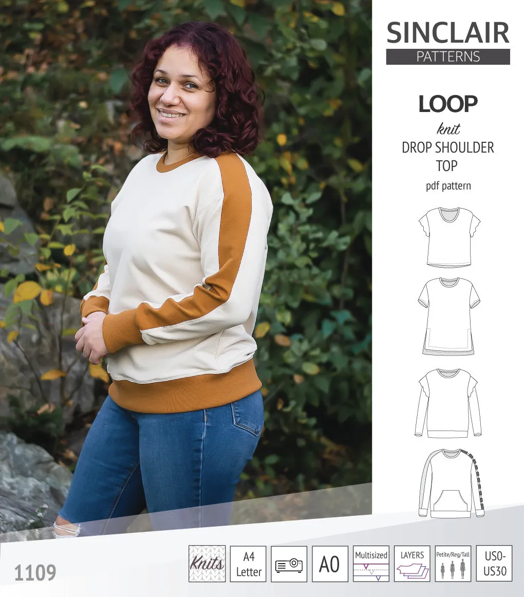Loop drop shoulder knit top (PDF)