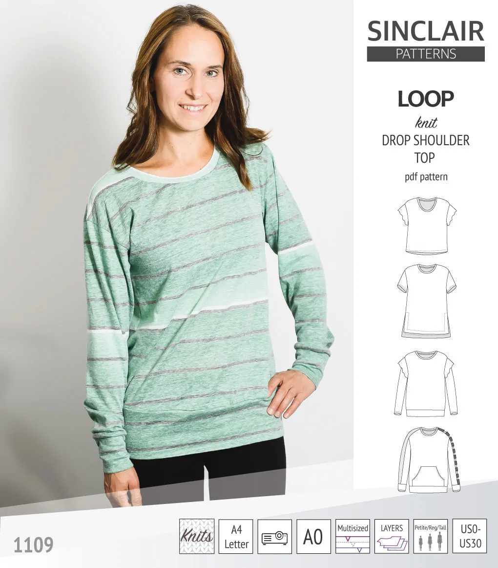 Loop drop shoulder knit top (PDF)