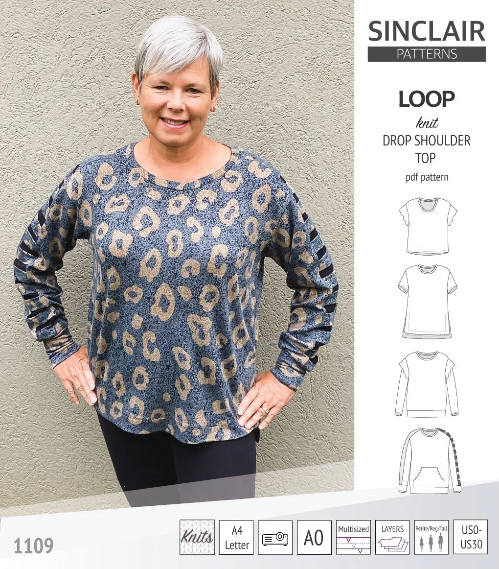 Loop drop shoulder knit top (PDF)