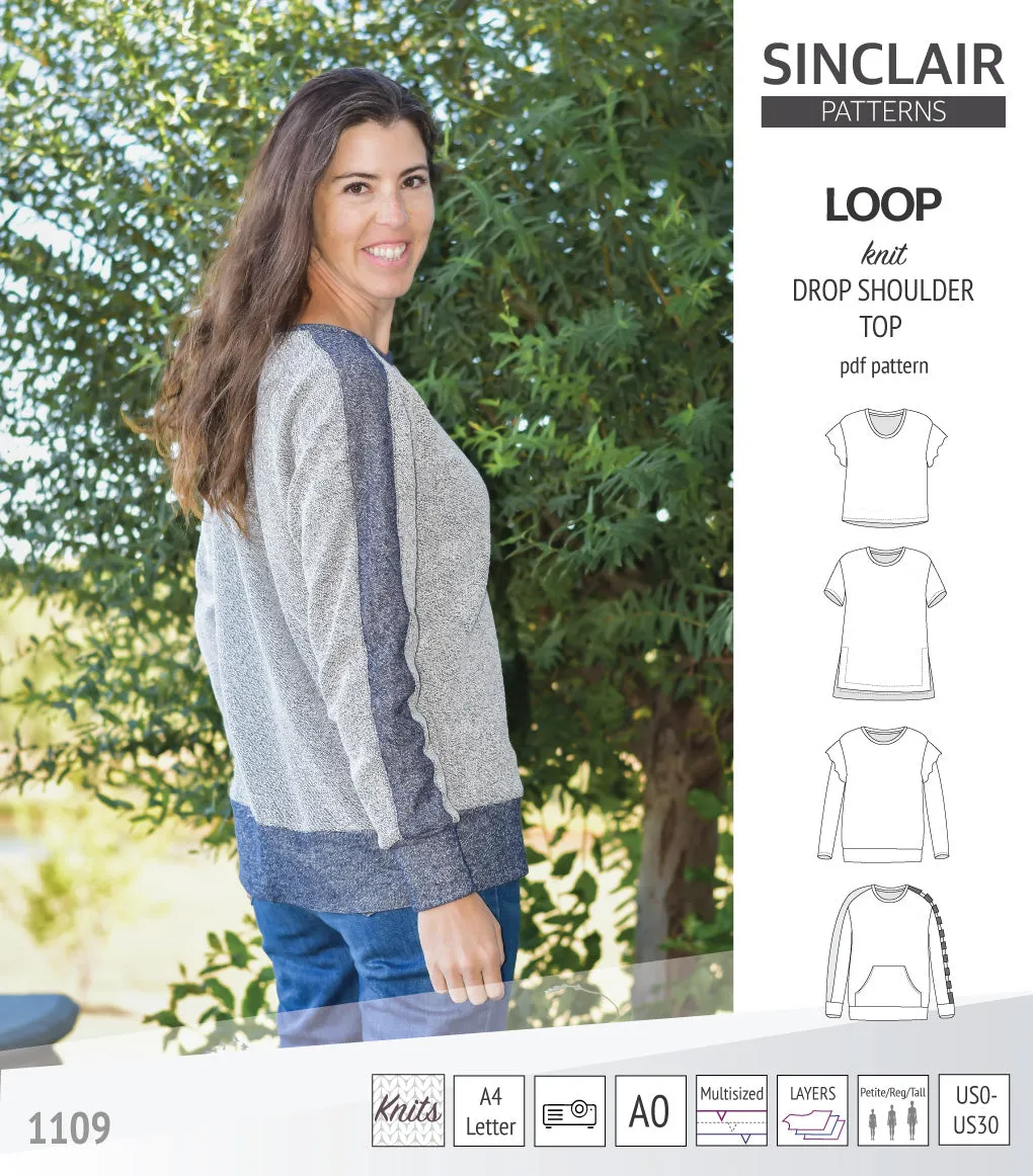 Loop drop shoulder knit top (PDF)