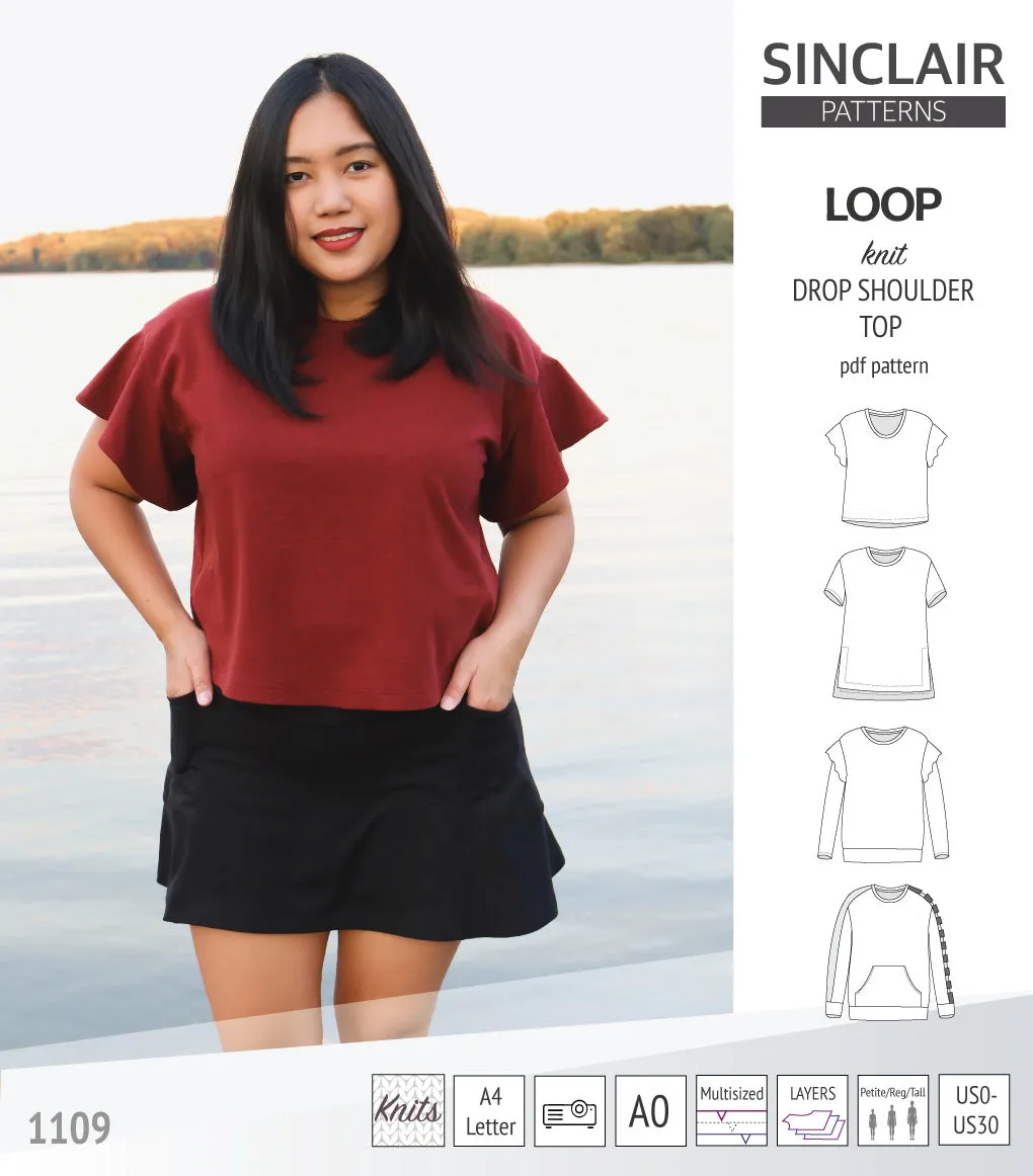 Loop drop shoulder knit top (PDF)