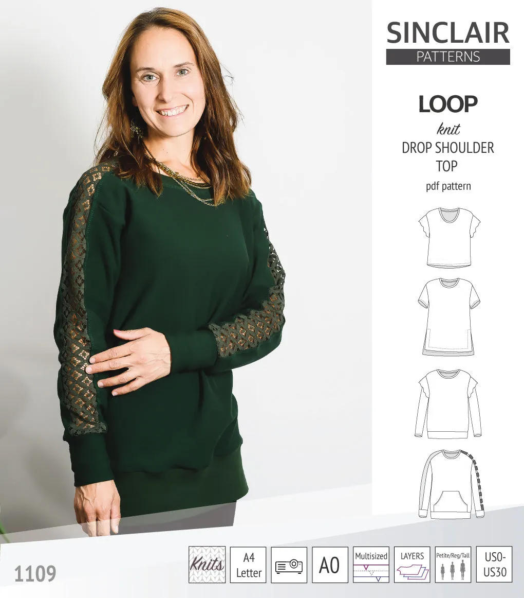 Loop drop shoulder knit top (PDF)